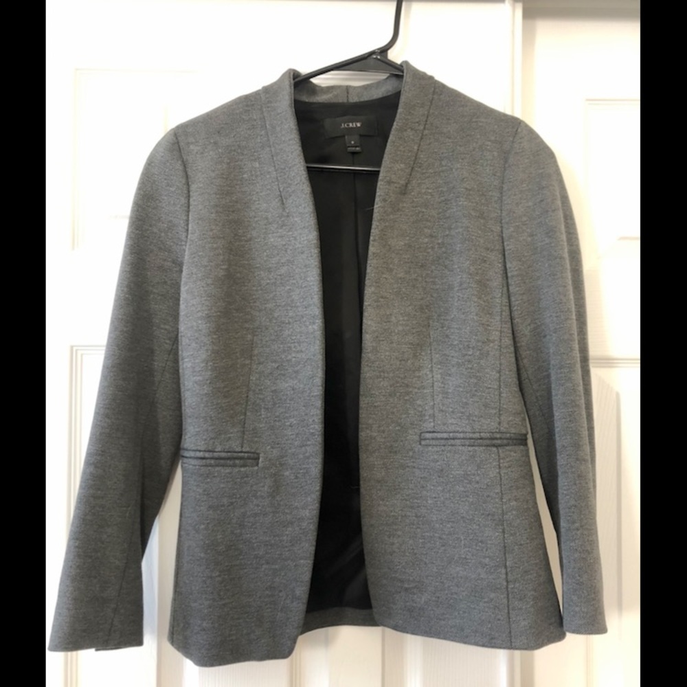 J. Crew grey “going-out” stretch blazer. Size zero